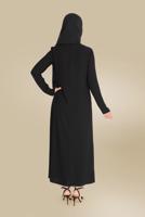 Tesettür giyim SİYAH ALVİNA GÜPÜR DETAYLI İKİLİ PANT. TAKIM 30044 