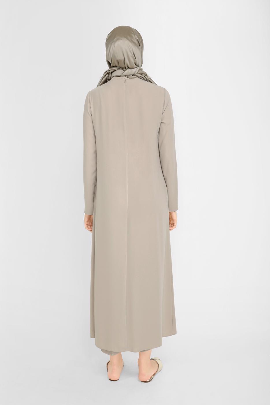 Tesettür giyim VİZON ALVİNA GÜPÜR DETAYLI İKİLİ PANT. TAKIM 30044 