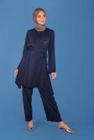 Tesettür giyim LACİVERT ALVİNA İKİLİ PANTOLON TAKIMI T 40792 