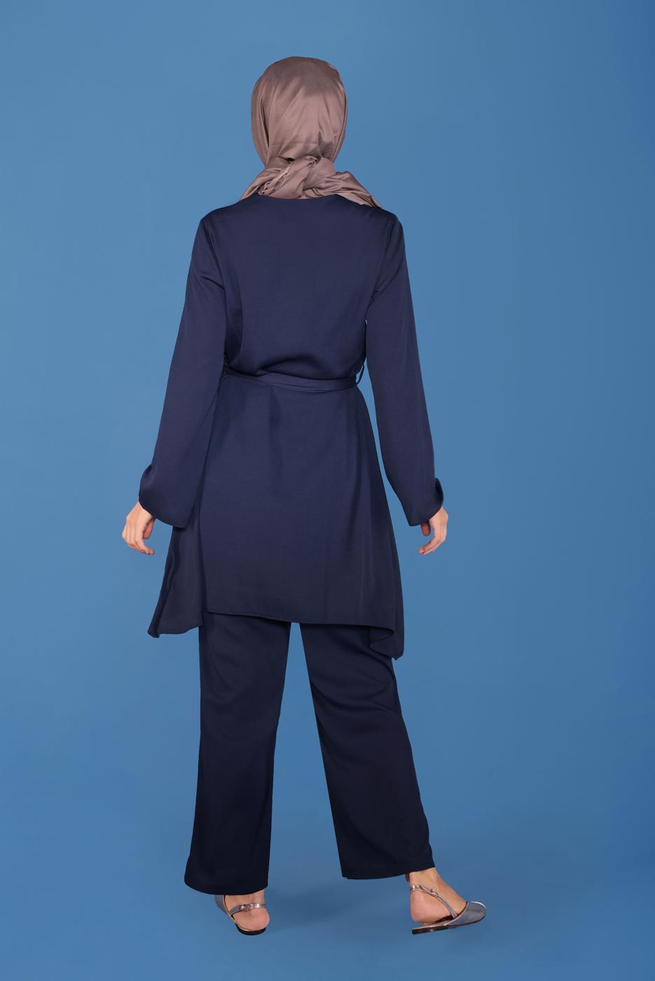 Tesettür giyim LACİVERT ALVİNA İKİLİ PANTOLON TAKIMI T 40792 