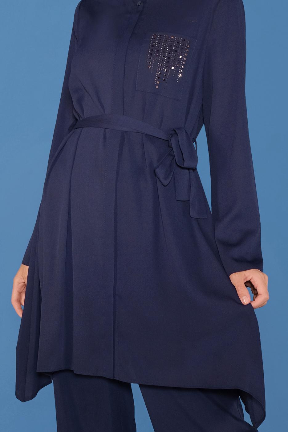 Tesettür giyim LACİVERT ALVİNA İKİLİ PANTOLON TAKIMI T 40792 