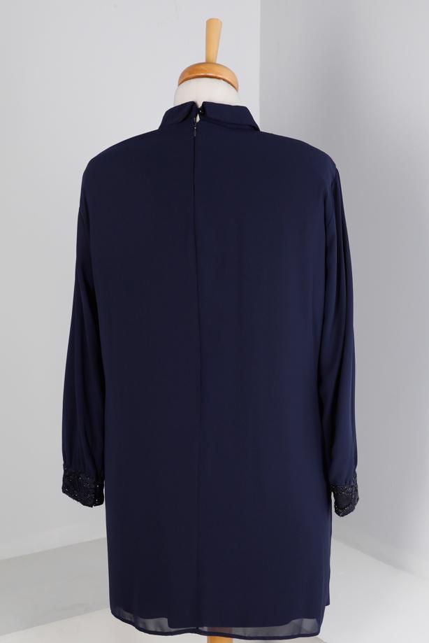 Vêtements hijab BLEU MARINE TUNIQUE ARGENTÉE LACÉE T 20042 - TRENDTESETTÜR