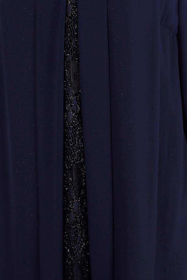 Vêtements hijab BLEU MARINE TUNIQUE ARGENTÉE LACÉE T 20042 - TRENDTESETTÜR