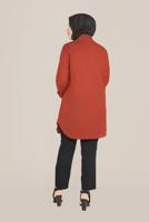 Tesettür giyim KAHVE ALVİNA GİZLİ DÜĞMELİ PAMUKLU TUNİK 20045