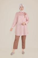 Vêtements hijab ROUGE ALVİNA TUNIQUE EN COTON BRODÉ FLORAL À BOUTONS 20047