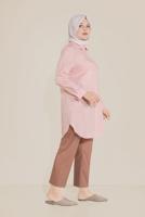 Vêtements hijab ROUGE ALVİNA TUNIQUE EN COTON BRODÉ FLORAL À BOUTONS 20047