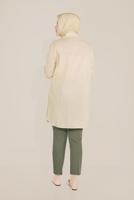 Tesettür giyim KAHVE ALVİNA ÇİÇEK NAKIŞLI DÜĞMELİ PAMUKLU TUNİK 20047 