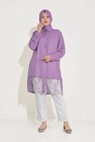 Tesettür giyim MOR ALVİNA ETEK UCU GÜPÜR DETAYLI TUNİK 20049 