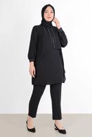 Tesettür giyim SİYAH ALVİNA TAŞ DETAYLI TUNİK 20065