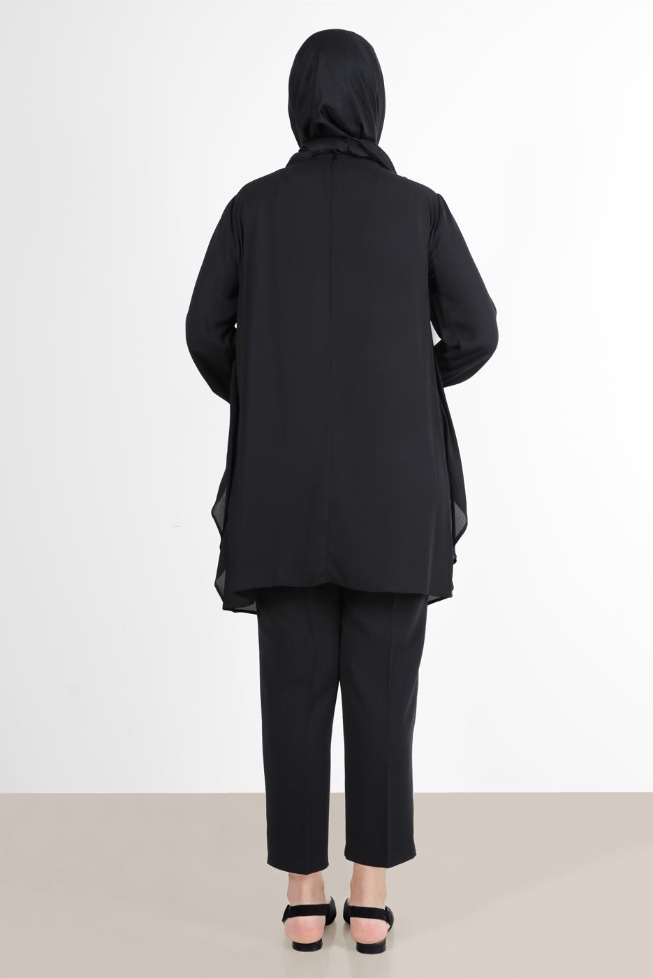 Tesettür giyim SİYAH ALVİNA TAŞ DETAYLI TUNİK 20065