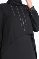 Tesettür giyim SİYAH ALVİNA TAŞ DETAYLI TUNİK 20065