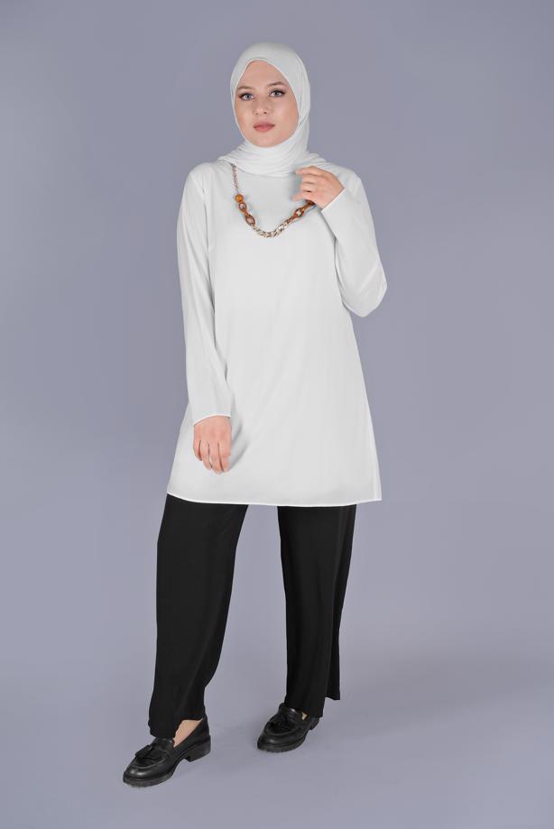 Vêtements hijab CRÈME ALVİNA TUNIQUE ZIPPÉE 20071 - TRENDTESETTÜR