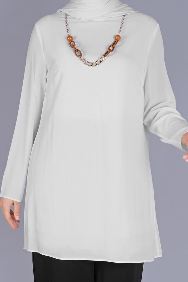 Vêtements hijab CRÈME ALVİNA TUNIQUE ZIPPÉE 20071 - TRENDTESETTÜR