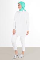 Tesettür giyim KREM ALVİNA YAKASI TAŞ DETAYLI TUNİK 2860 