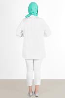 Tesettür giyim KREM ALVİNA YAKASI TAŞ DETAYLI TUNİK 2860 