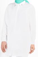 Tesettür giyim KREM ALVİNA YAKASI TAŞ DETAYLI TUNİK 2860 