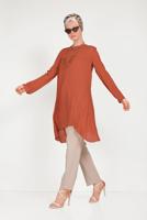 Tesettür giyim TABA ALVİNA PLİSE DETAYLI ASİMETRİK KESİM TUNİK 40443 