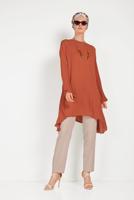 Tesettür giyim TABA ALVİNA PLİSE DETAYLI ASİMETRİK KESİM TUNİK 40443 