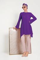 Tesettür giyim MOR ALVİNA PLİSE DETAYLI ASİMETRİK KESİM TUNİK 40443 