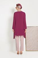 Tesettür giyim MOR ALVİNA PLİSE DETAYLI ASİMETRİK KESİM TUNİK 40443 