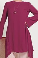 Tesettür giyim MOR ALVİNA PLİSE DETAYLI ASİMETRİK KESİM TUNİK 40443 