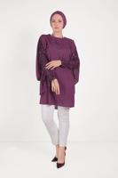 Tesettür giyim MÜRDÜM ALVİNA KOLLARI PÜSKÜLLÜ TUNİK 40562 