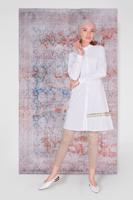 Tesettür giyim BEYAZ ALVİNA NAKIŞ DETAYLI DÜĞMELİ PAMUKLU TUNİK 40593 