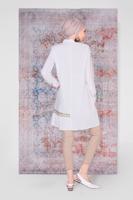 Tesettür giyim BEYAZ ALVİNA NAKIŞ DETAYLI DÜĞMELİ PAMUKLU TUNİK 40593 