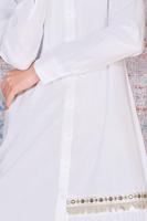 Tesettür giyim BEYAZ ALVİNA NAKIŞ DETAYLI DÜĞMELİ PAMUKLU TUNİK 40593 