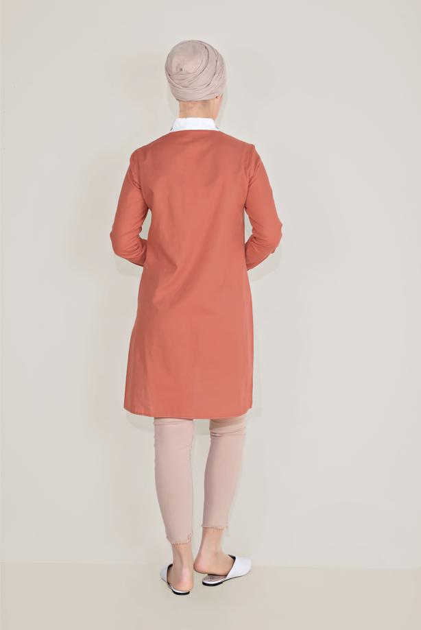 Tesettür giyim  ALVİNA PAMUKLU NAKIŞLI YAKA TUNİK T 40596 - TRENDTESETTÜR