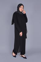 Tesettür giyim SİYAH ALVİNA VOLANLI SİMLİ TUNİK T 40859