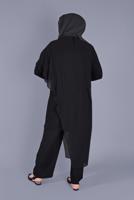 Tesettür giyim SİYAH ALVİNA VOLANLI SİMLİ TUNİK T 40859