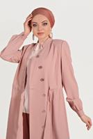 Tesettür giyim PUDRA ALVİNA DÜĞMELİ TRENÇKOT 10171 