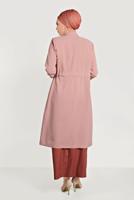 Tesettür giyim PUDRA ALVİNA DÜĞMELİ TRENÇKOT 10171 