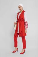 Tesettür giyim KIRMIZI ALVİNA ÇİÇEK DESENLİ ÜÇLÜ PANT. TAKIM 30042 