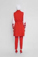 Tesettür giyim KIRMIZI ALVİNA ÇİÇEK DESENLİ ÜÇLÜ PANT. TAKIM 30042 