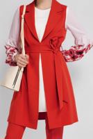 Tesettür giyim KIRMIZI ALVİNA ÇİÇEK DESENLİ ÜÇLÜ PANT. TAKIM 30042 