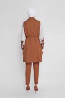 Tesettür giyim TABA ALVİNA ÇİÇEK DESENLİ ÜÇLÜ PANT. TAKIM 30042 