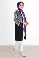 Vêtements hijab POURPRE ALVİNA ZEBRA MOTIF GILET 20072