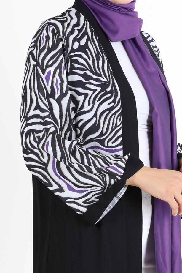 Vêtements hijab POURPRE ALVİNA ZEBRA MOTIF GILET 20072 - TRENDTESETTÜR