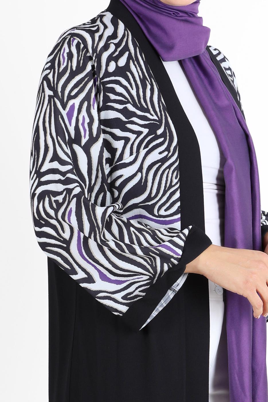 Vêtements hijab POURPRE ALVİNA ZEBRA MOTIF GILET 20072