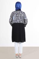 Vêtements hijab BLEU MARINE ALVİNA ZEBRA MOTIF GILET 20072