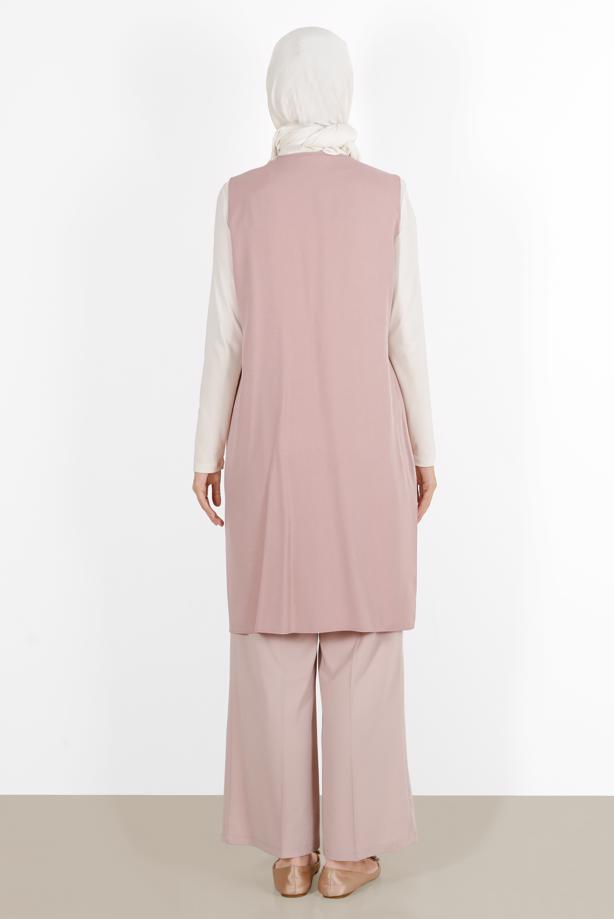Vêtements hijab POUDRE ALVİNA GILET AVEC POCHE BRODÉE 40848 - TRENDTESETTÜR