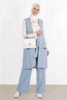 Vêtements hijab BLEU ALVİNA GILET AVEC POCHE BRODÉE 40848