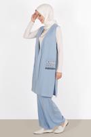 Vêtements hijab BLEU ALVİNA GILET AVEC POCHE BRODÉE 40848