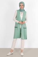 Vêtements hijab VERT ALVİNA GILET AVEC POCHE BRODÉE 40848