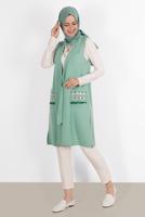Vêtements hijab VERT ALVİNA GILET AVEC POCHE BRODÉE 40848