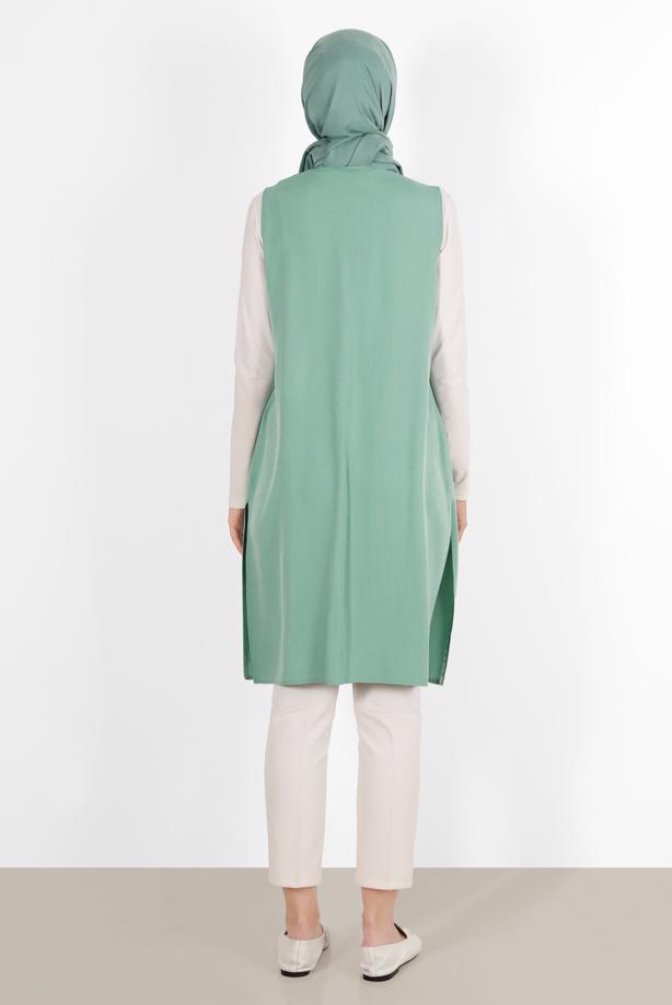 Vêtements hijab VERT ALVİNA GILET AVEC POCHE BRODÉE 40848 - TRENDTESETTÜR