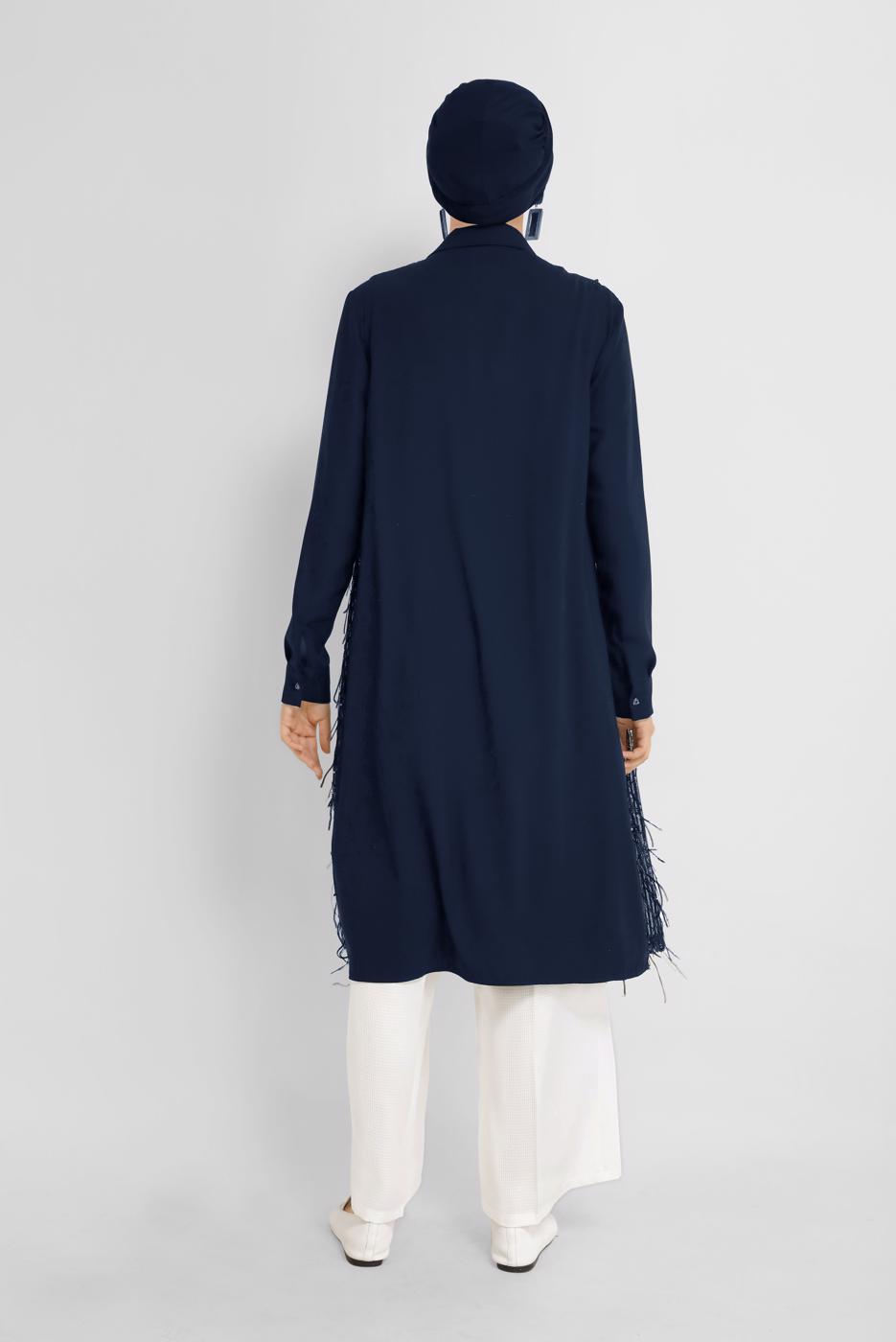 Tesettür giyim LACİVERT PUL PAYET PÜSKÜLLÜ YELEK T 40871