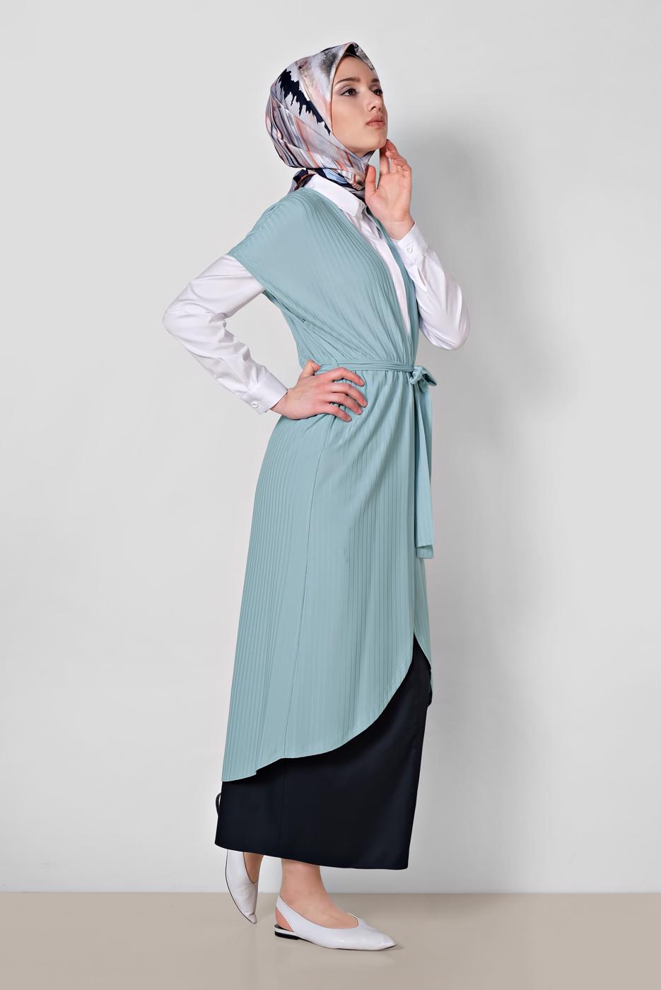 Vêtements hijab BLEU ALVINA GILET CEINTURE T 4241